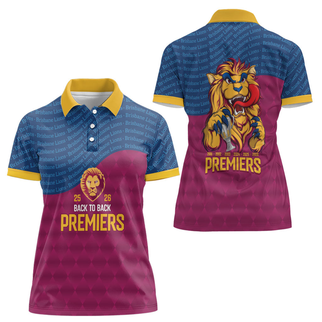 Brisbane Lions Back-to-Back Premiers Women Polo Shirt