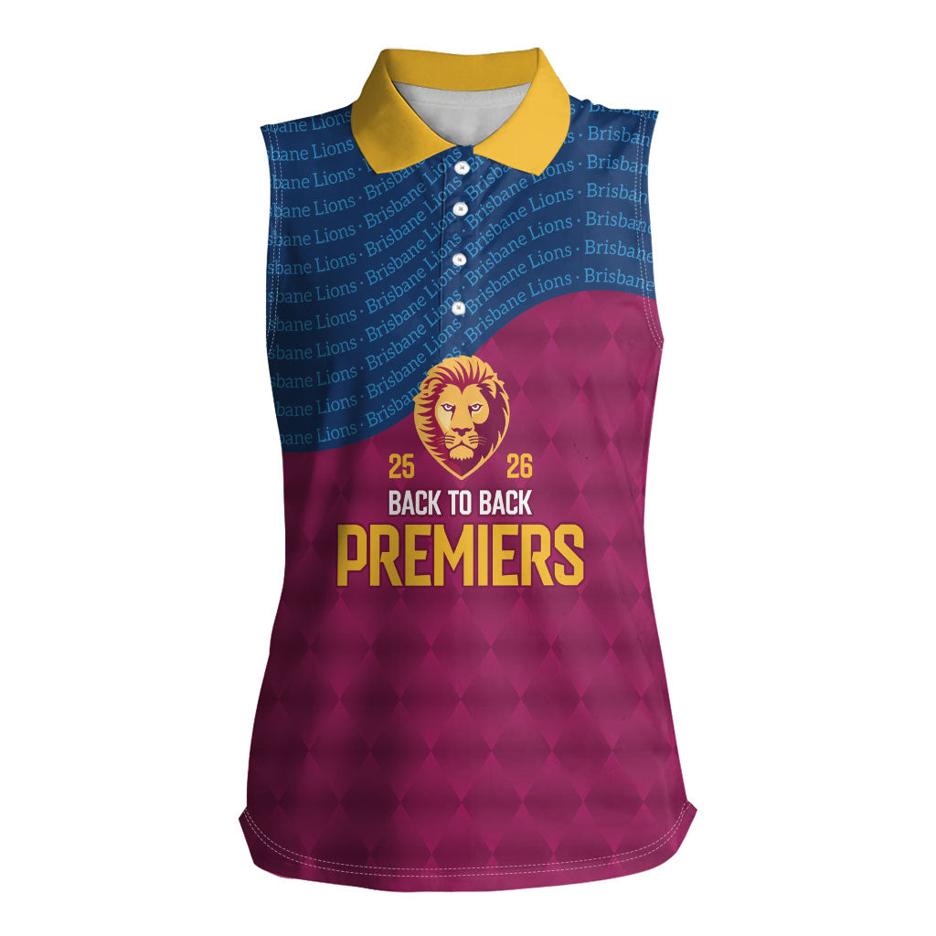 Brisbane Lions Back-to-Back Premiers Women Sleeveless Polo Shirt