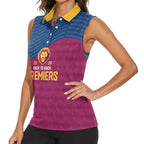 Brisbane Lions Back-to-Back Premiers Women Sleeveless Polo Shirt