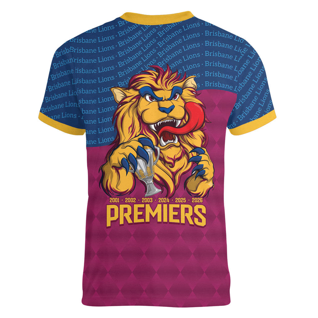 Brisbane Lions Back-to-Back Premiers Women V-Neck T-Shirt