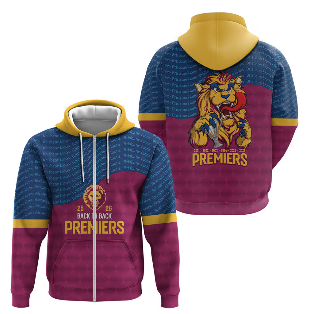 Brisbane Lions Back-to-Back Premiers Zip Hoodie