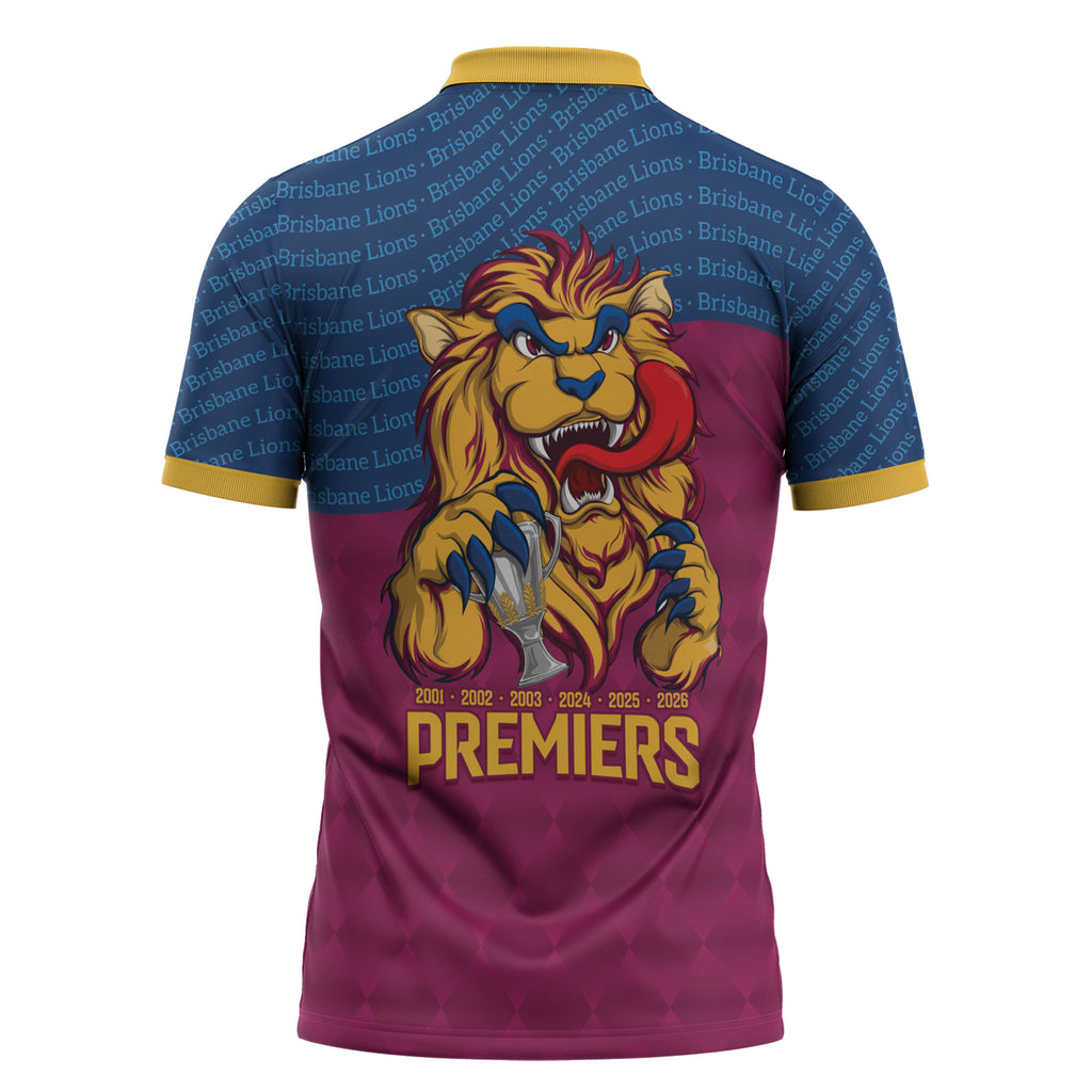 Brisbane Lions Back-to-Back Premiers Zipper Polo Shirt
