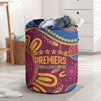 Brisbane Lions Championship Legacy Laundry Basket Six Premiership Years Aboriginal Dot Art