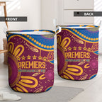 Brisbane Lions Championship Legacy Laundry Basket Six Premiership Years Aboriginal Dot Art