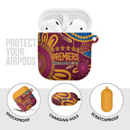 Brisbane Lions Championship Legacy AirPods Case Six Premiership Years Aboriginal Dot Art