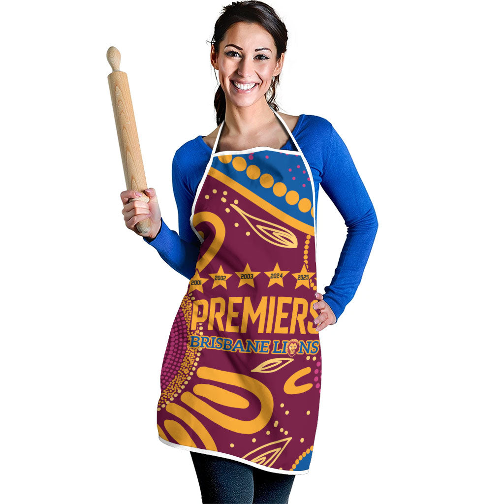 Brisbane Lions Championship Legacy Apron Six Premiership Years Aboriginal Dot Art