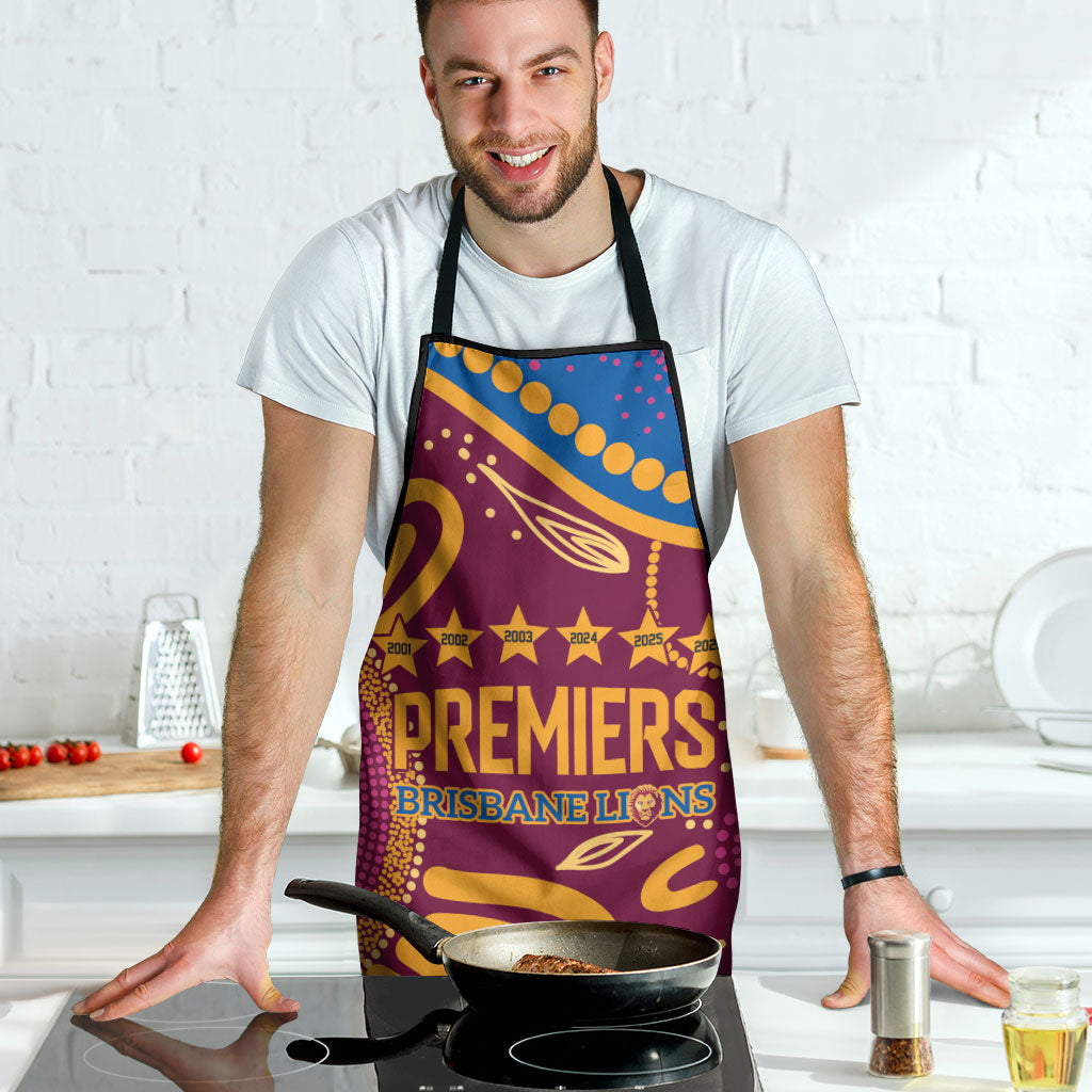 Brisbane Lions Championship Legacy Apron Six Premiership Years Aboriginal Dot Art