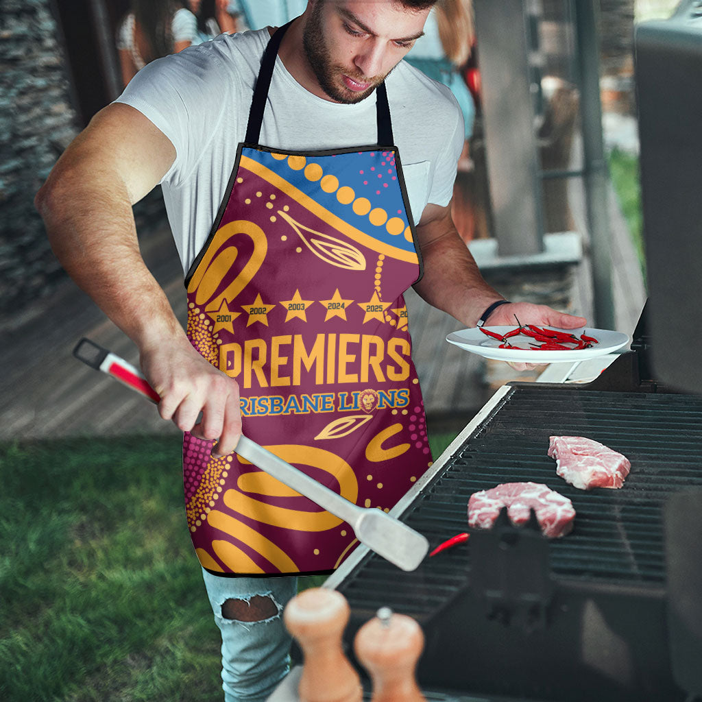 Brisbane Lions Championship Legacy Apron Six Premiership Years Aboriginal Dot Art