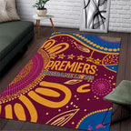 Brisbane Lions Championship Legacy Area Rug Six Premiership Years Aboriginal Dot Art