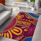 Brisbane Lions Championship Legacy Area Rug Six Premiership Years Aboriginal Dot Art