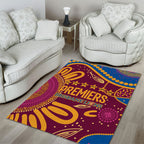 Brisbane Lions Championship Legacy Area Rug Six Premiership Years Aboriginal Dot Art