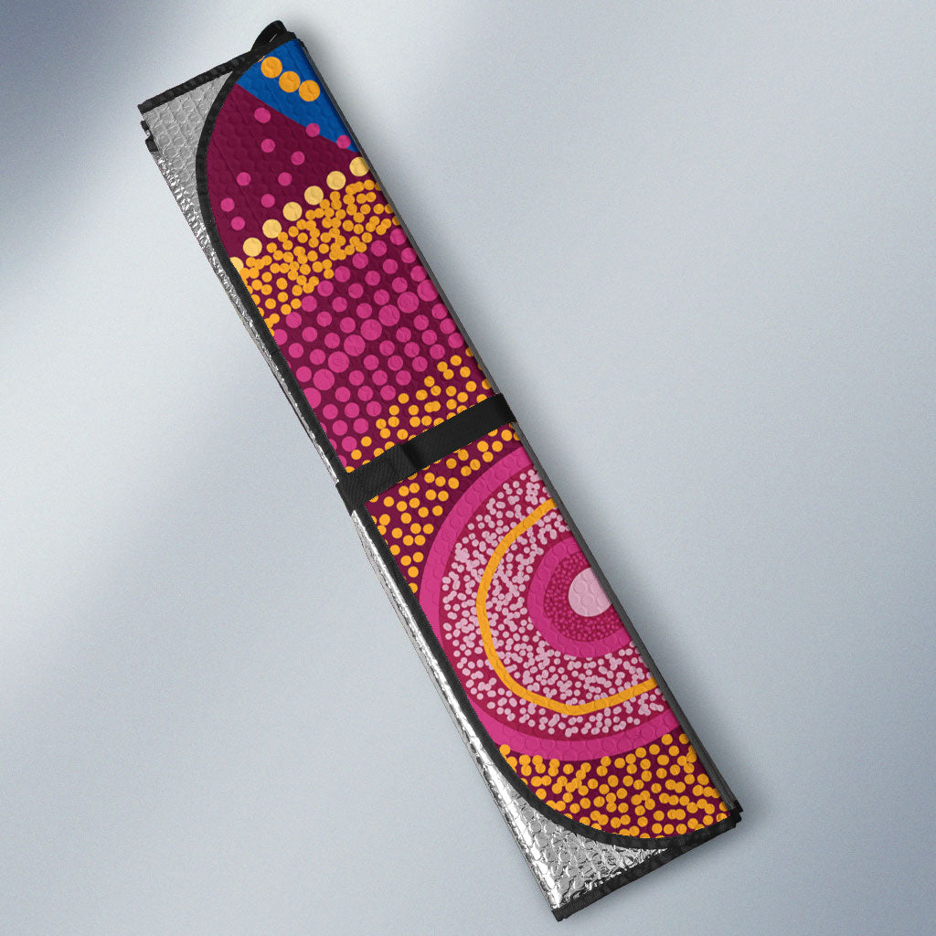 Brisbane Lions Championship Legacy Auto Sun Shade Six Premiership Years Aboriginal Dot Art