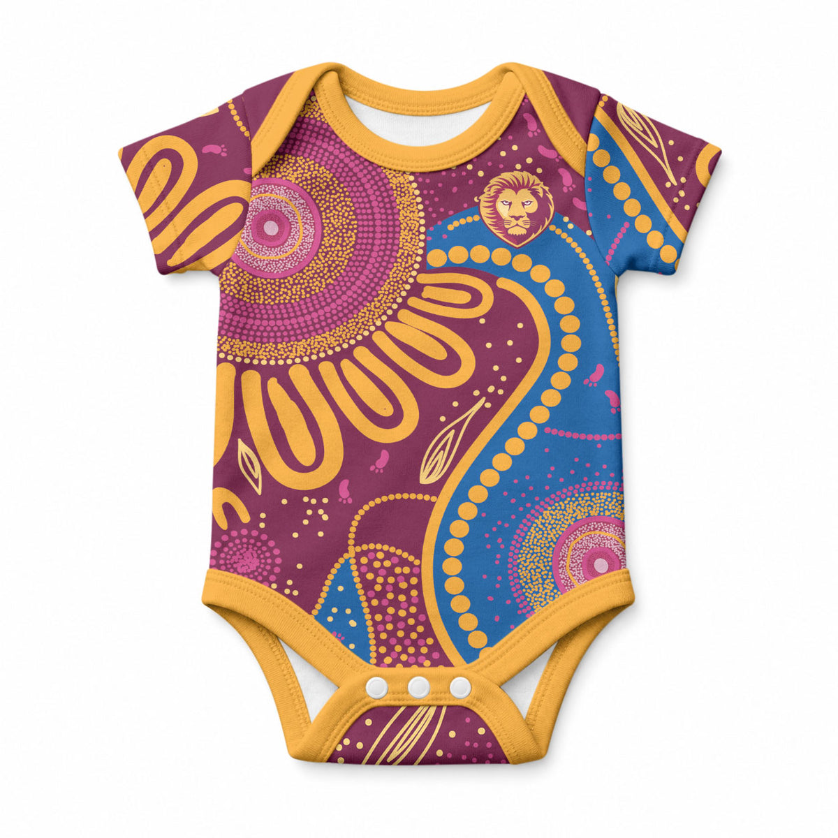 Brisbane Lions Championship Legacy Baby Onesie Six Premiership Years Aboriginal Dot Art