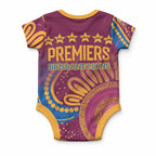 Brisbane Lions Championship Legacy Baby Onesie Six Premiership Years Aboriginal Dot Art
