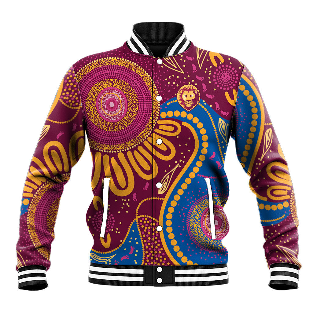 Brisbane Lions Championship Legacy Baseball Jacket Six Premiership Years Aboriginal Dot Art