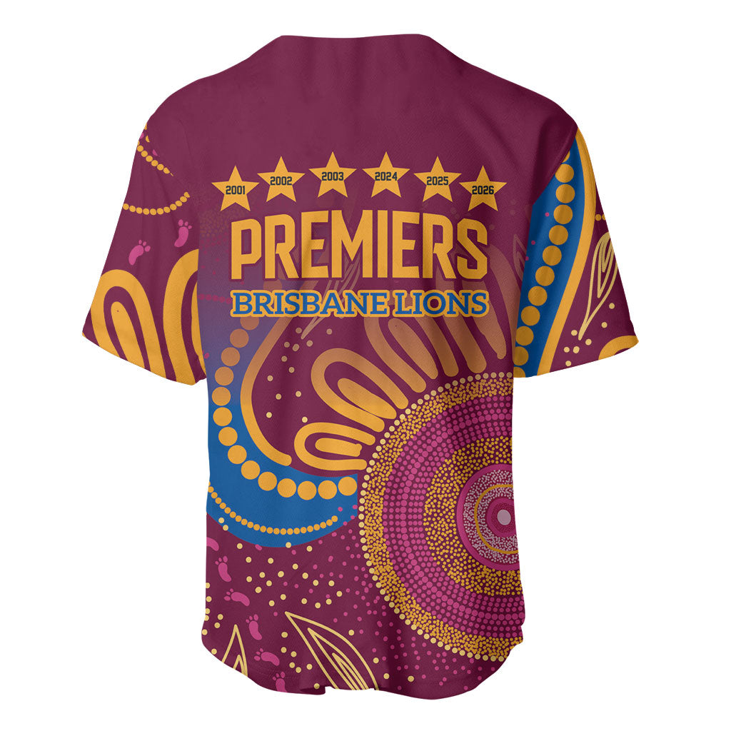 Brisbane Lions Championship Legacy Baseball Jersey Six Premiership Years Aboriginal Dot Art