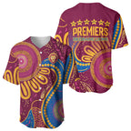 Brisbane Lions Championship Legacy Baseball Jersey Six Premiership Years Aboriginal Dot Art