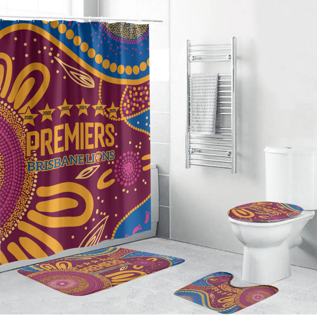 Brisbane Lions Championship Legacy Bathroom Set Six Premiership Years Aboriginal Dot Art