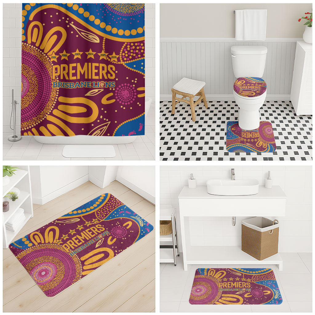 Brisbane Lions Championship Legacy Bathroom Set Six Premiership Years Aboriginal Dot Art