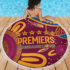 Brisbane Lions Championship Legacy Beach Blanket Six Premiership Years Aboriginal Dot Art