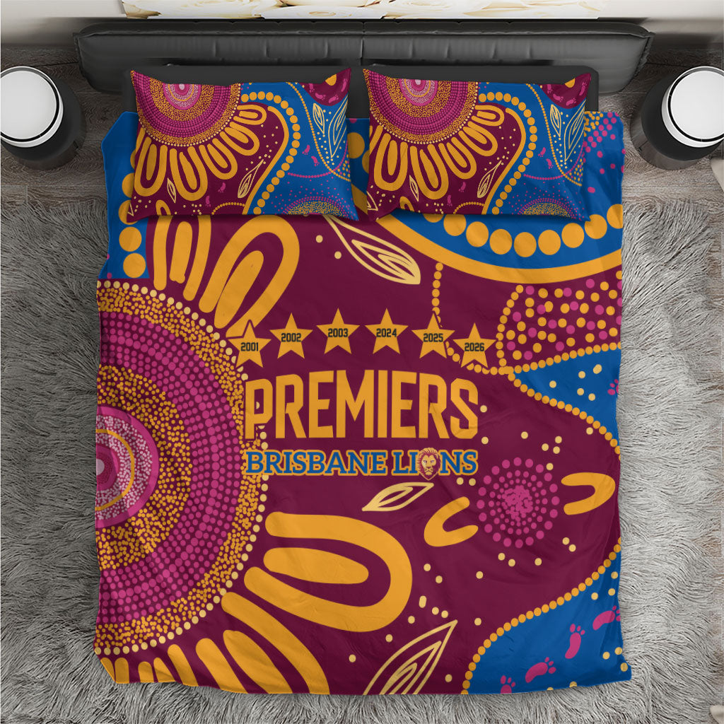 Brisbane Lions Championship Legacy Bedding Set Six Premiership Years Aboriginal Dot Art