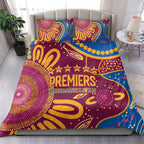 Brisbane Lions Championship Legacy Bedding Set Six Premiership Years Aboriginal Dot Art