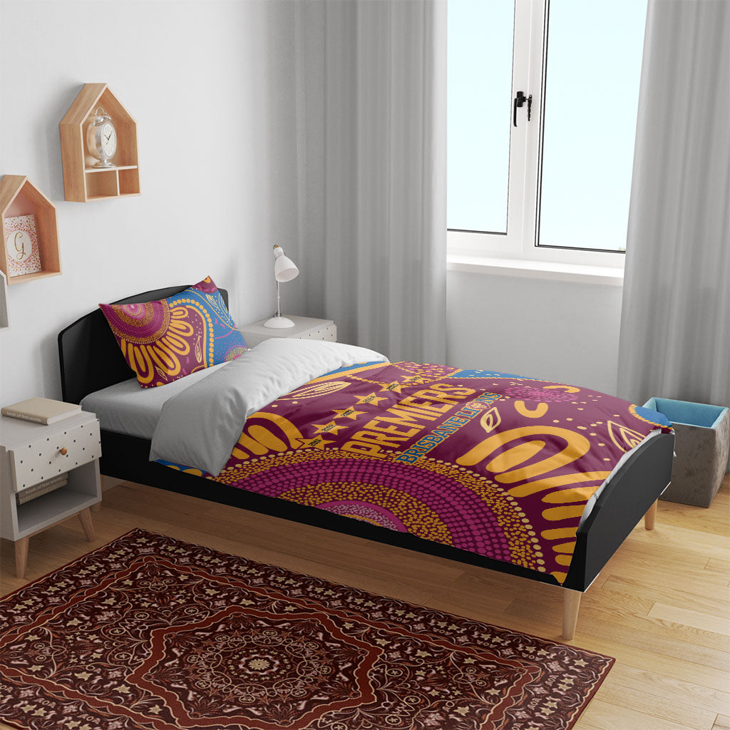 Brisbane Lions Championship Legacy Bedding Set Six Premiership Years Aboriginal Dot Art