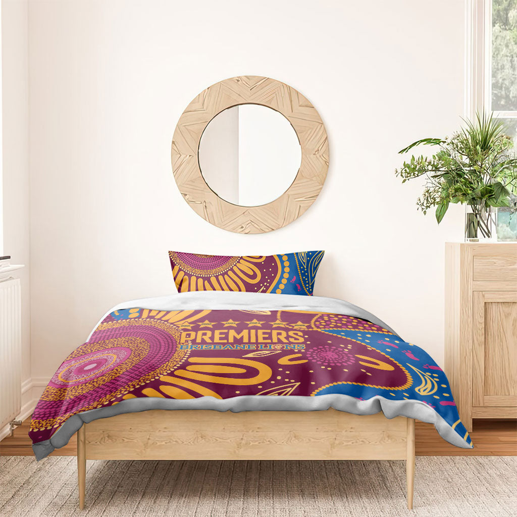 Brisbane Lions Championship Legacy Bedding Set Six Premiership Years Aboriginal Dot Art