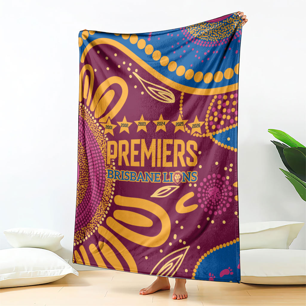 Brisbane Lions Championship Legacy Blanket Six Premiership Years Aboriginal Dot Art