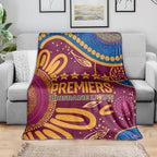 Brisbane Lions Championship Legacy Blanket Six Premiership Years Aboriginal Dot Art