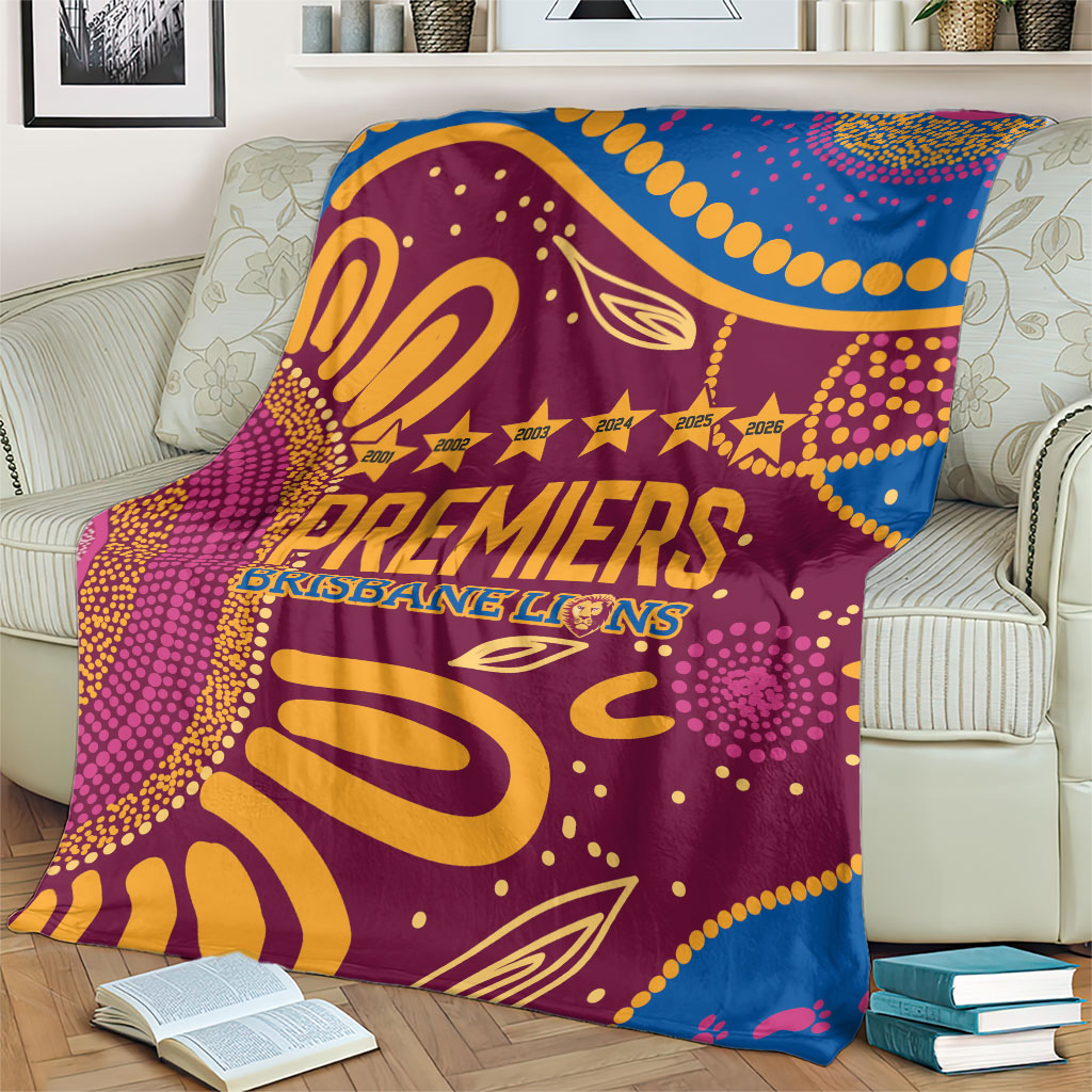 Brisbane Lions Championship Legacy Blanket Six Premiership Years Aboriginal Dot Art