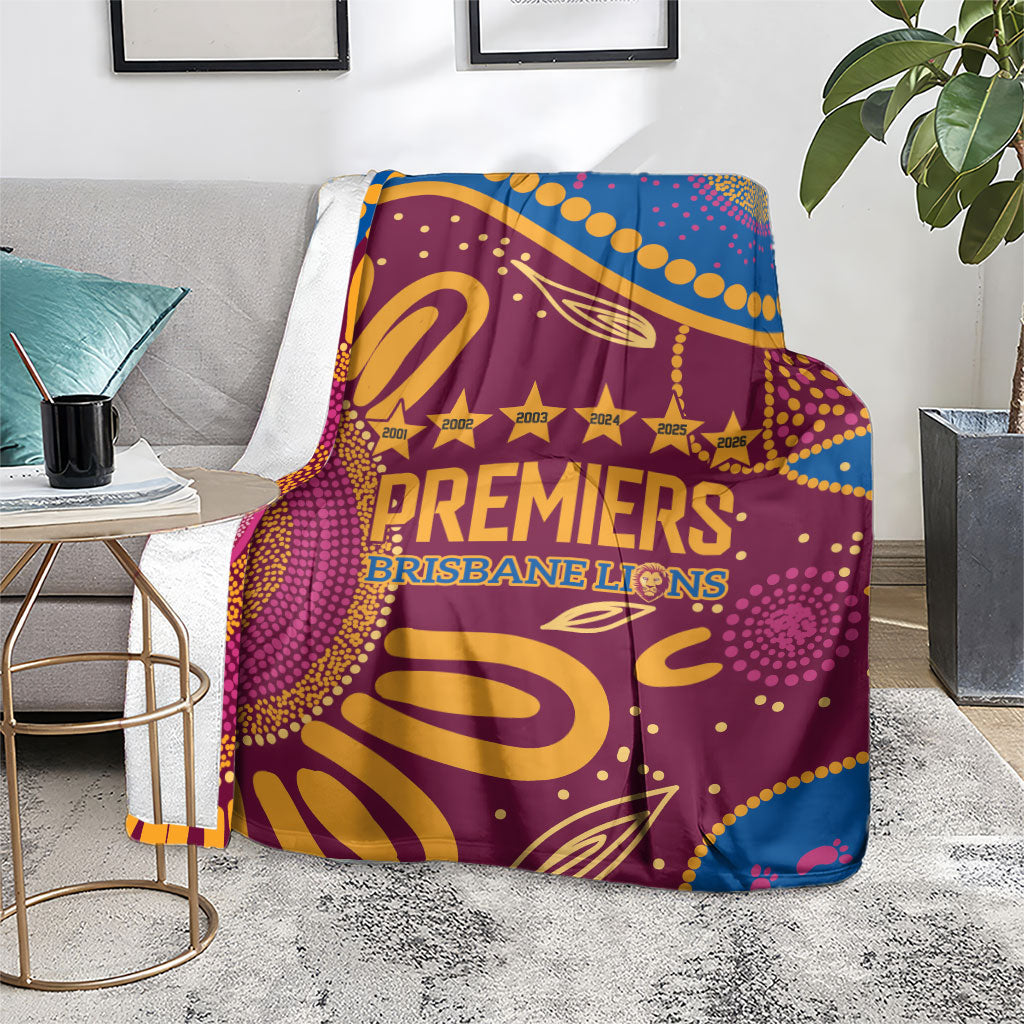 Brisbane Lions Championship Legacy Blanket Six Premiership Years Aboriginal Dot Art