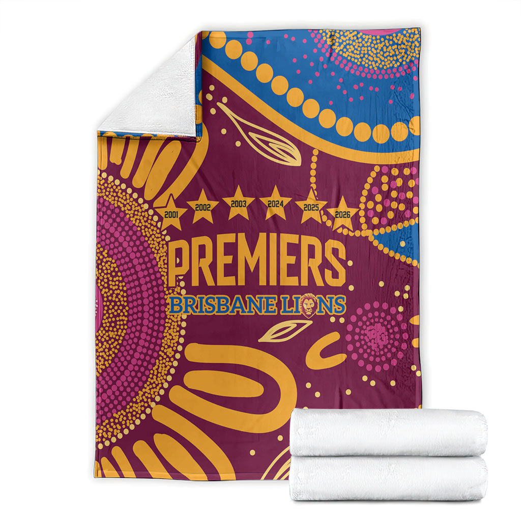 Brisbane Lions Championship Legacy Blanket Six Premiership Years Aboriginal Dot Art