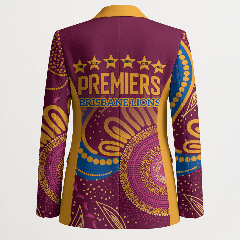 Brisbane Lions Championship Legacy Blazer Six Premiership Years Aboriginal Dot Art