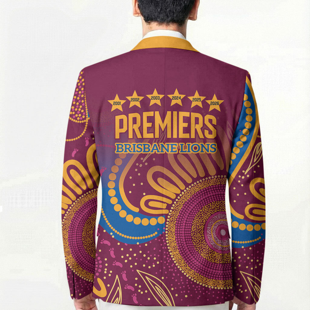 Brisbane Lions Championship Legacy Blazer Six Premiership Years Aboriginal Dot Art