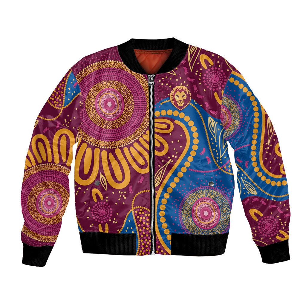 Brisbane Lions Championship Legacy Bomber Jacket Six Premiership Years Aboriginal Dot Art