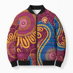 Brisbane Lions Championship Legacy Bomber Puffer Jacket Six Premiership Years Aboriginal Dot Art