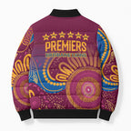 Brisbane Lions Championship Legacy Bomber Puffer Jacket Six Premiership Years Aboriginal Dot Art