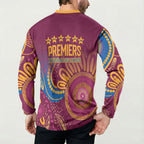 Brisbane Lions Championship Legacy Button Sweatshirt Six Premiership Years Aboriginal Dot Art