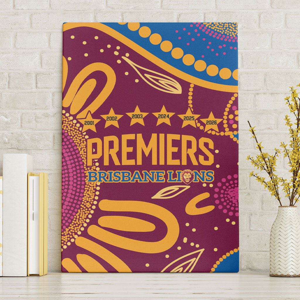 Brisbane Lions Championship Legacy Canvas Wall Art Six Premiership Years Aboriginal Dot Art