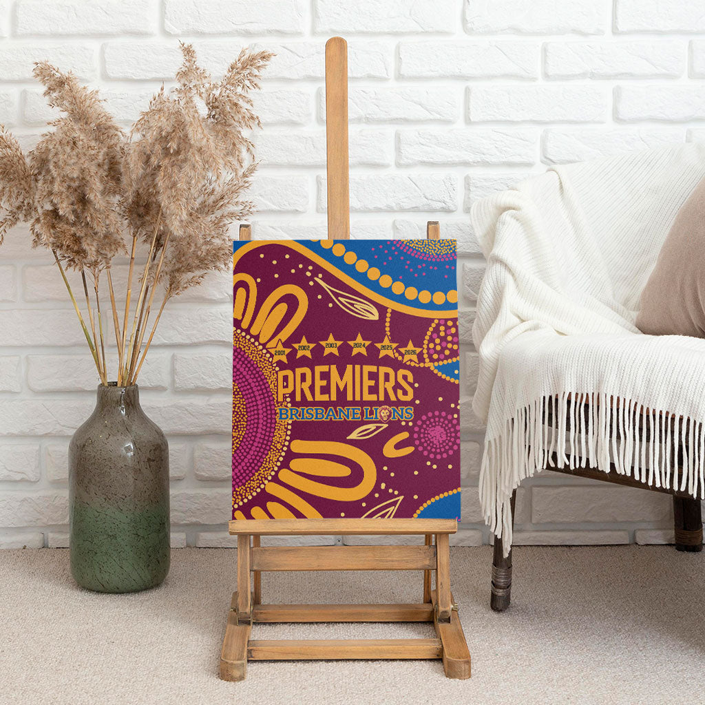Brisbane Lions Championship Legacy Canvas Wall Art Six Premiership Years Aboriginal Dot Art