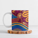 Brisbane Lions Championship Legacy Ceramic Mug Six Premiership Years Aboriginal Dot Art