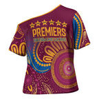 Brisbane Lions Championship Legacy Cross Shoulder Shirt Six Premiership Years Aboriginal Dot Art