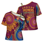 Brisbane Lions Championship Legacy Cross Shoulder Shirt Six Premiership Years Aboriginal Dot Art