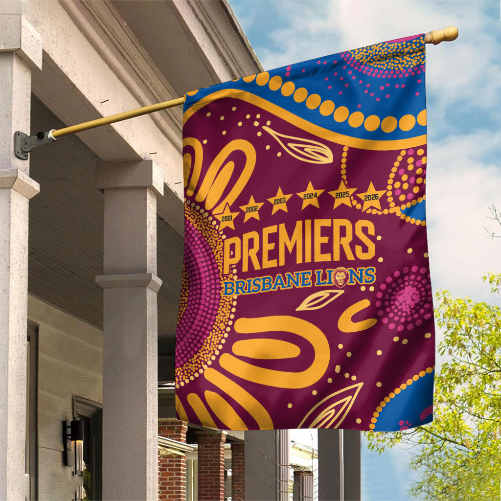 Brisbane Lions Championship Legacy Garden Flag Six Premiership Years Aboriginal Dot Art