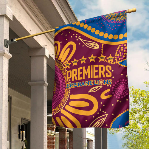 Brisbane Lions Championship Legacy Garden Flag Six Premiership Years Aboriginal Dot Art