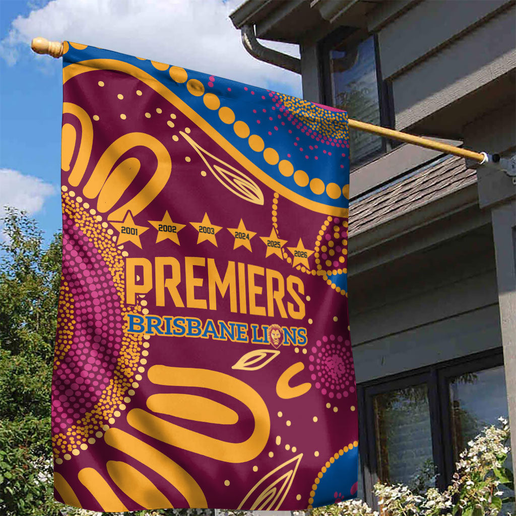 Brisbane Lions Championship Legacy Garden Flag Six Premiership Years Aboriginal Dot Art