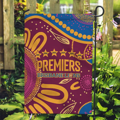 Brisbane Lions Championship Legacy Garden Flag Six Premiership Years Aboriginal Dot Art