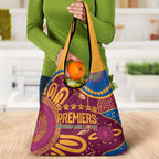 Brisbane Lions Championship Legacy Grocery Bag Six Premiership Years Aboriginal Dot Art
