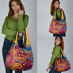 Brisbane Lions Championship Legacy Grocery Bag Six Premiership Years Aboriginal Dot Art
